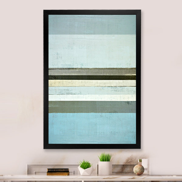 Highland Dunes Blue Meets Gray Modern Art Picture Frame Painting on
